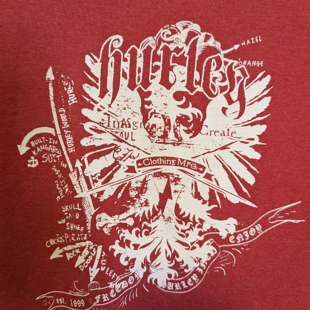 Hurley Short Sleeve Red & White   T-Shirt Size: M - Picture 8 of 9